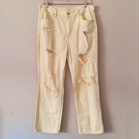 BONGO Vintage 90's Yellow Distressed Straight Leg Jeans - Picture 2 of 7